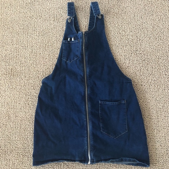 Forever 21 Dresses & Skirts - Embroidered Denim Overall Dress